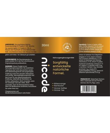  Nicode Premium Nicode - Dietary supplement - Natural ingredients - 30 ml - Buy Online on GoSupps.com