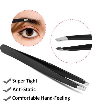 5PC Eyebrow Care Set - Professional Tweezers Curved Scissors & Shaving Brushes for Everyday & Travel Use - Durable Stainless Steel - Buy Online on GoSupps.com