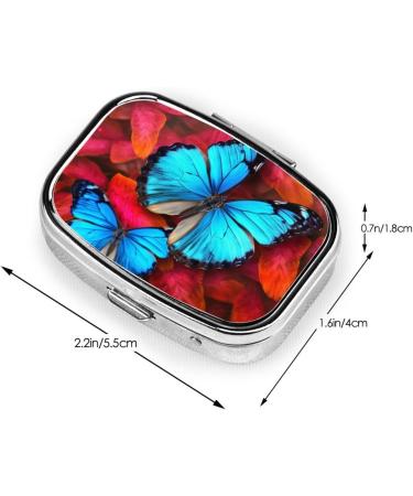 Beautiful Butterflies Compact Pill Case - Cute 2 Compartment Travel Pill Organizer for Pocket & Purse Gifts - Buy Online on GoSupps.com