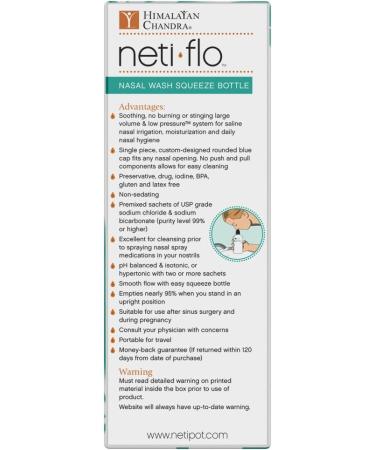 Himalayan Neti Flo Nasal Wash Bottle | 30 Sachets, 10 Ounce | Natural Sinus Relief - Buy Online on GoSupps.com