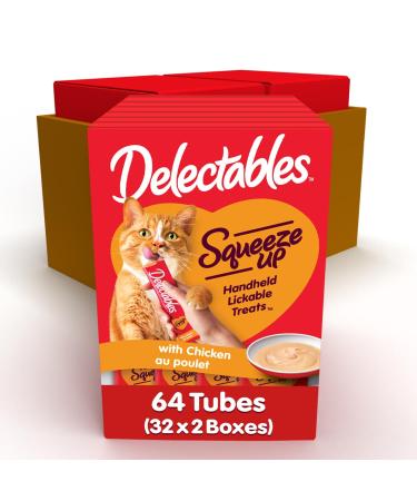 Hartz Delectables Squeeze Up Interactive Lickable Wet Cat Treats Chicken 64 Count Chicken 1 g (Pack of 64)
