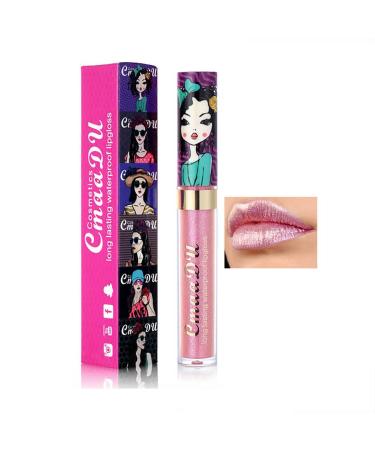 Matte Metallic Lip Gloss Long Lasting Waterproof Not Stick Cup Diamond Shimmer Fashion Liquid Lipstick Makeup for Women Girls 0.03 Fl Oz (Pack of 1) N