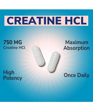 Creatine HCl Capsule 750mg High Absorption Creatine Hydrochloride Endurance Strength Fast Absorbing No Load No Bloat Monohydrate Micronized Alternative Once Daily 90 Capsules 90 Count (Pack of 1) - Buy Online on GoSupps.com