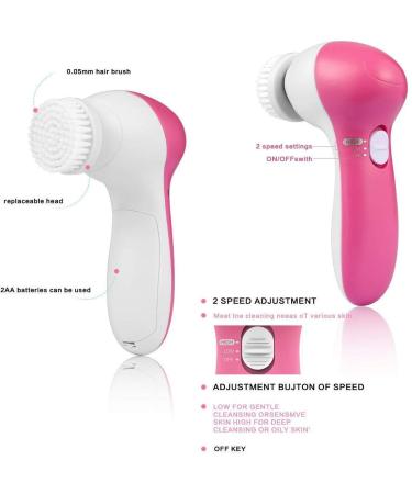 Multifunctional 5 in 1 Facial Kit - Deep Clean Beauty Care Brush & Massager (Pink) for Radiant Skin - Shop Internationally - Buy Online on GoSupps.com