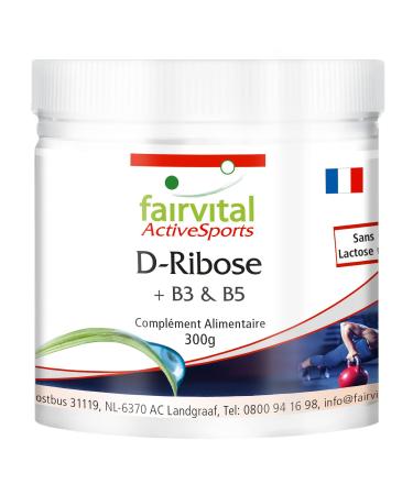 Fairvital | D-Ribose powder - combined with vitamins B3 and B5 - VEGAN - 300g