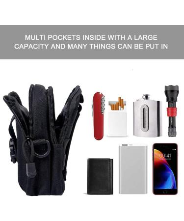 Flintronic Tactical Hip Pockets | Military Compact Belt Pocket Bag for Camping Hiking & Cycling | Nylon #6 Black with Carabiners & Shoulder Strap - Buy Online on GoSupps.com