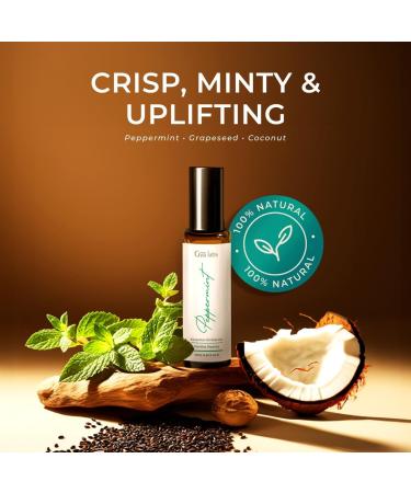 Lemon & Peppermint Roll On Set - Essential Oils Aromatherapy Roll On with Essential Oil Set - 2x0.34 fl oz - Gya Labs - Buy Online on GoSupps.com