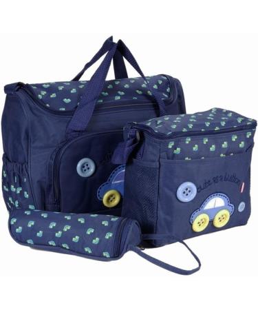 Shop FakeFace Oxford Tissue Cartoon Baby Bag Set - 4 in 1 Diaper Handbag Shoulder Bag & Bottle Holder - Dark Blue - International Shipping - Buy Online on GoSupps.com