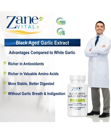 Aged Black Garlic Capsules - Immune System & Heart Health Support - 60 Capsules Non-GMO Gluten-Free - Zane - Buy Online on GoSupps.com