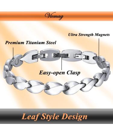 Vicmag Magnetic Bracelet for Women | Ultra Strength Titanium Steel | Magnetic Gift Box & Removal Tool | Silver Leaf Design - Buy Online on GoSupps.com