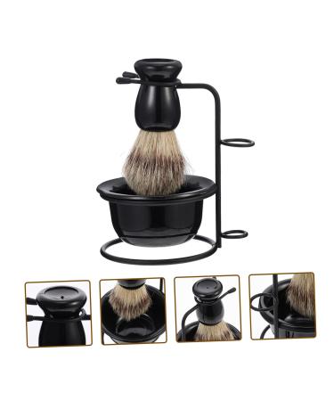 Minkissy Beard Set - Metal Shaving Rack Bowl & Brushes for Men | Premium Stainless Steel - 11.5x8.5cm Black - Ideal for Grooming - Buy Online on GoSupps.com