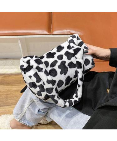 Valiclud Fluffy Cow Armpit Pocket Shoulder Bag for Women | Stylish Synthetic Fur Handbag in Cow-Print - Buy Online on GoSupps.com