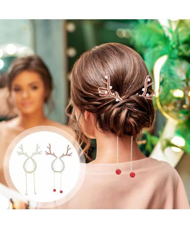 Rhinestone Tassel Ponytail Hair Claw Hair Bun Clip Tassel Ponytail Hair Clips Rhinestone Ponytail Holder Christmas Antlers Pearl Sparkling Diamond Tassel Hair Clips for Women (2pcs-B) - Buy Online on GoSupps.com