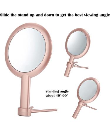 Double-Sided Handheld Makeup Mirror with Stand - B Beauty Planet 1x/30x Magnification Rose Gold 6in Round Vanity Mirror for Women - Buy Online on GoSupps.com