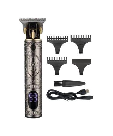 Irishom Men Hair Clippers Cordless Barber Clipper Hair Cutting Kit Beard Trimmer Haircut Grooming Set T-Blade Trimmer USB Electric Beard Trimmer LCD Display Grey