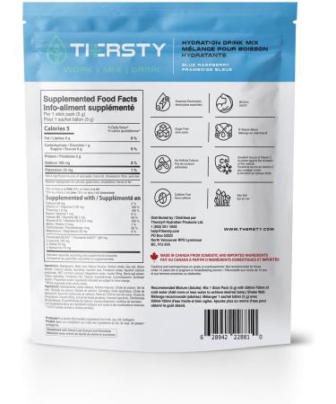 Thersty Electrolyte Powder ZERO Sugar Electrolyte Packets Designed for Rapid Hydration. All Natural Ingredients and Trusted by the World s most Demanding Industries 10 Servings - Blue Raspberry - Buy Online on GoSupps.com