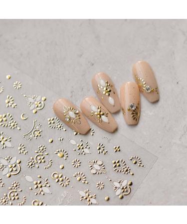 Gold Nail Art Stickers - Luxury 3D Bronzing Totem Decals for DIY Manicure | Self-Adhesive Flower Designs for Women & Girls - Buy Online on GoSupps.com