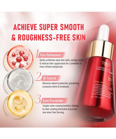 TRUU 5% Mandelic Acid Serum for Oily Skin | Targets Enlarged Pores Exfoliates & Rebalances Oil | Radiant Complexion | 1.1 Oz - International Shipping Available - Buy Online on GoSupps.com
