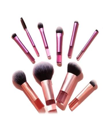 10 Piece Mini Makeup Brush Set - Portable Travel Cosmetic Brush Set with Fiber Bristles Lightweight and Portable for Practical Makeup Tools