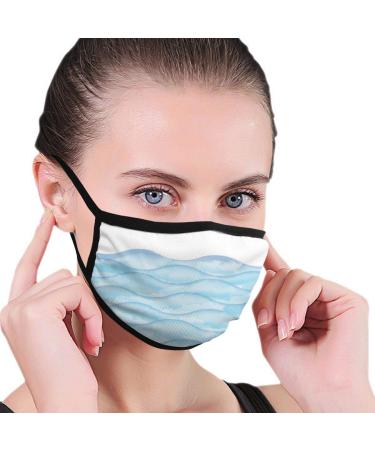 Light Blue Sea Waves Women Men Windproof Protective Cover Against Skiing Camping Travel Safety Daily Use