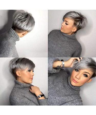 Divine Short Pixie Gray Synthetic Wig Natural Short Hair Wigs For Women Short Gray Hairstyles Women Hairstyles