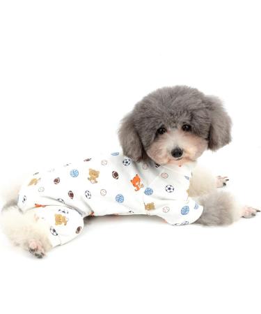 Zweita Soft Dog Pajamas - Adorable Bear Football Print Overalls for Cats & Puppies | Cozy 4-Legged Rompers | International Shipping Available - Buy Online on GoSupps.com