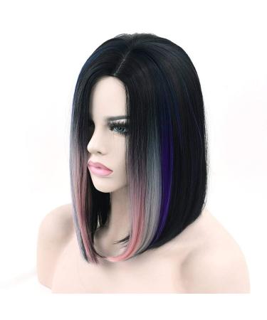 Buy Synthetic Short Straight Black to Gray Pink Wigs - Perfect Party Hairstyle for Women | International Shipping - Buy Online on GoSupps.com