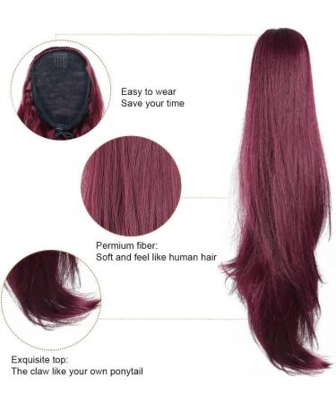 PORSMEER Wine Red Drawstring Ponytail Extension 26 Inch - Synthetic Hairpiece for Women & Girls - Buy Online on GoSupps.com