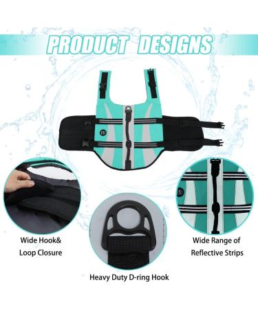 Emust Dog Life Vest - Turquoise XL | Lightweight & Durable Swimming Jacket for Small Medium & Large Dogs - Perfect for Boats & Water Activities - Buy Online on GoSupps.com