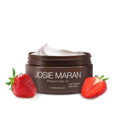 Josie Maran Whipped Argan Oil Body Butter - Skin Firming Cream with Whipped Shea Butter Avocado Oil & Essential Fatty Acids - Cruelty-Free Skincare - Strawberry Dream (8 Oz)