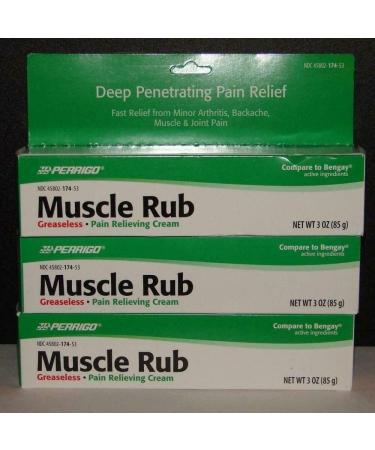 Muscle Rub Cream 3oz Large Tube (Compare to Bengay) - 3 Tubes (3)