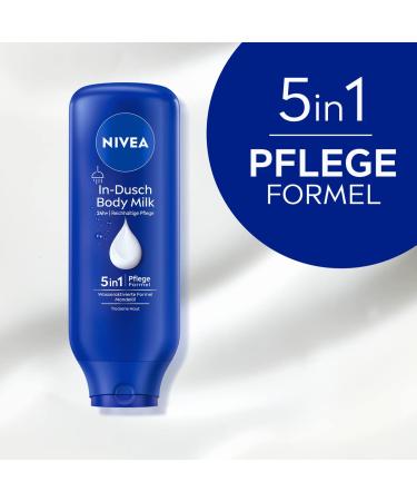 Nivea In-Shower Body Milk (400 ml) - Moisturizing Body Lotion with Almond Oil | 5in1 Care Formula for Soft Skin - Buy Online on GoSupps.com
