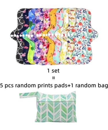 Asenappy Reusable Menstrual Pads - Bamboo Charcoal Menstrual Cloth Pads | Heavy Incontinence Pads | Reusable Sanitary Pads - Pack of 5  1 Cloth Mini Wet Bag 5xlround - Buy Online on GoSupps.com