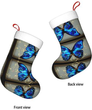 Buy Ffexs Merry Christmas Velvet Socks - Blue Butterfly Design | One Size Holiday Gift - Buy Online on GoSupps.com