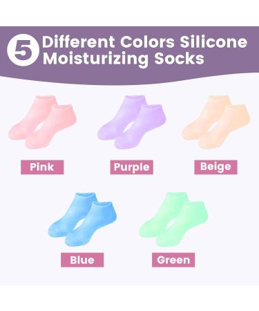 Buy 5 Pairs Silicone Socks for Cracked Feet | Moisturizing Foot Care | Fits Size S/M | Assorted Colors - Buy Online on GoSupps.com
