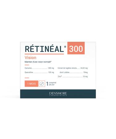 Densmore - Retineal - Vision Food Supplement - Helps maintain normal vision - Zinc, Turmeric, Quercetin, Lutein - 30 tablets - 1 month course - Made in Europe