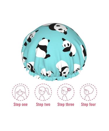 Cute Panda Shower Cap - Reusable Double Layer Bath Cap for Women | Waterproof & Elastic with PEVA Lining (1 piece) - Buy Online on GoSupps.com