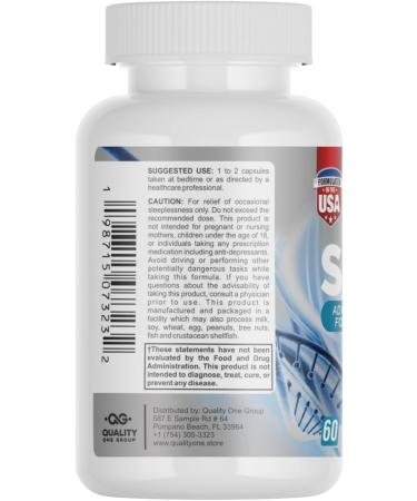 QUALITY ONE Sleep Support Supplement with Magnesium Oxide Magnesium Citrate Melatonin GABA Mucuna pruriens Seed L-Theanine and 5-HTP Non-Habit Forming Sleep Supplement 60 Capsules Made in USA. - Buy Online on GoSupps.com