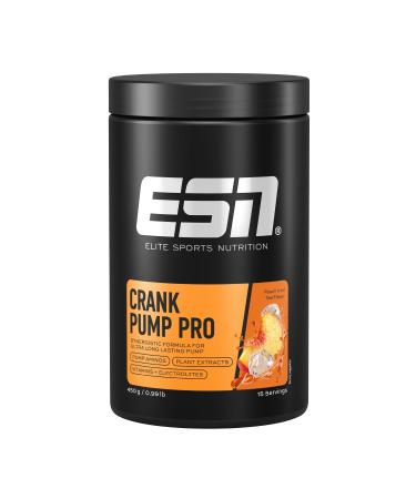 ESN Crank Pump Pro Peach Iced Tea 450 g Pre Workout Booster for maximum muscle pump performance and regeneration tested quality - Made in Germany - Buy Online on GoSupps.com