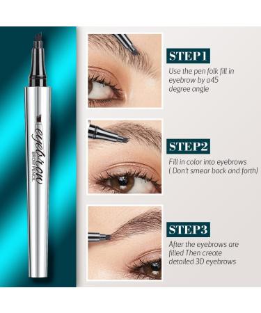 Magic Eyebrow Pencil 3D Waterproof Microblading Eyebrow Pencil Contouring Pen 4-Tipped Precise Brow Pen Long-Lasting Natural Fine Stroke Eyebrow Pencil (A-Black) - Buy Online on GoSupps.com