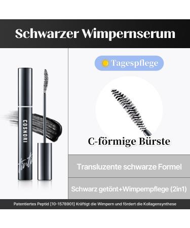 COSNORI Eyelash Tinting Serum 01 Deep Black | Vegan Eyelash & Eyebrow Growth Enhancer Longer Thicker Results Peptides & Hyaluronic Acid 0.3 fl. oz / 9g - Buy Online on GoSupps.com