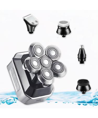 Electric Razor for Men - Rechargeable Head Shaver - IPX7 Water Resistant for Wet & Dry Shaving (Includes Shaver + Nose Trimmer + Face Brush + Trimmer + USB) Up to 90 Min of Shaving in 60Mins Charging