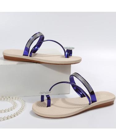 ZWVNSQV Women's Pineapple Flat Sandals - Dark Blue, Size 7.5 - Buy Online on GoSupps.com
