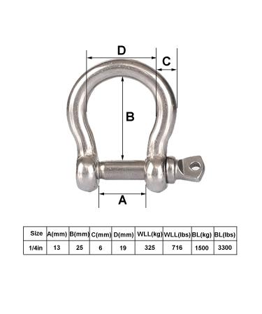 20PCS 1/4 Inch Screw Pin Anchor Shackle M6 Heavy Duty Stainless Steel Chain Shackle for Wirerope Lifting Paracord Outdoor Camping Survival Rope Bracelets Sliver - Buy Online on GoSupps.com