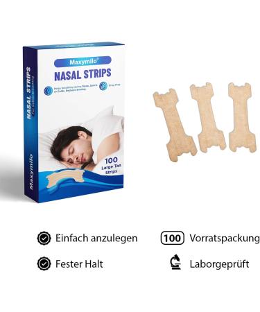 Maxymilo 100x Nose Plaster - Large Snoring Stopper Nose Strips for Better Breathing | Sleep Aid & Sports Relief - 66x19mm Size - Buy Online on GoSupps.com