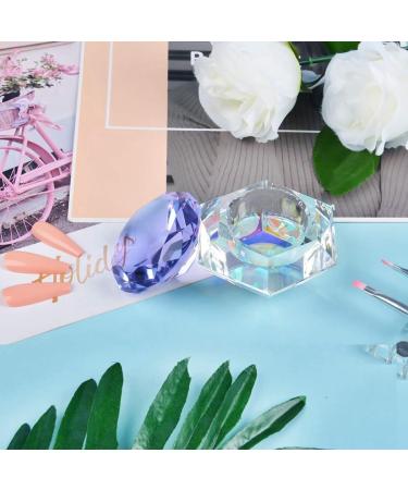 Kapmore Diamond Shape Glass Nail Dish with Lid Portable Manicure Crystal Bowl Fashion Nail Powder Cup Holder Glassware Care Tool for Manicure - Buy Online on GoSupps.com
