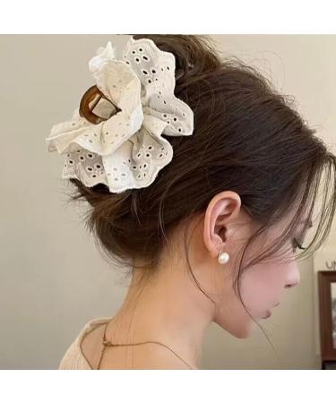 Limtula Lace Princess Large Hair Claw Clip Flower Hair Jaw Clip Balletcore Hair Catch Barrettes Hair Adornment Hair Ornamentatio Beige - Buy Online on GoSupps.com