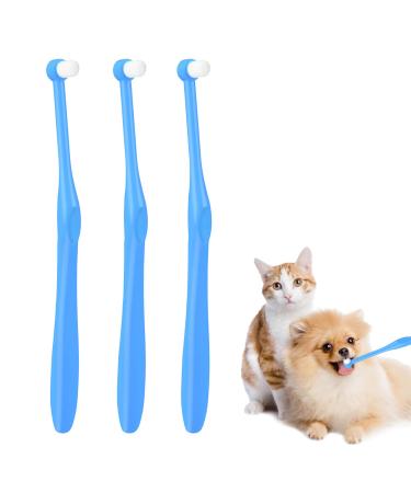 Dog toothbrushes 3 pieces of pet toothbrush with ultra-frame nano bristles pets cats dental care or hygiene toothbrush for sensitive gums of pets (sky blue)