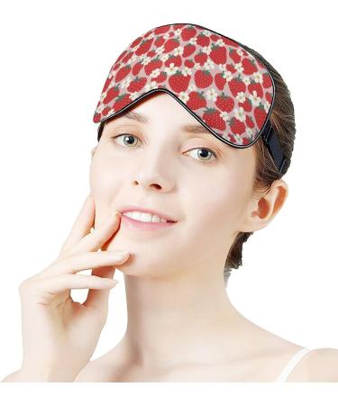 Cartoon Strawberry Flower Sleep Mask for Women | Adjustable Eye Shades with Elastic Strap - Buy Online on GoSupps.com