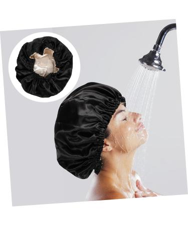 FOMIYES Adjustable Buckle Curly Hair Shower Cap for Women - Black 29x22cm - Buy Online on GoSupps.com